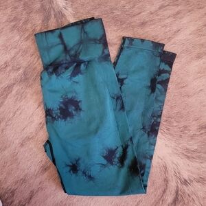 Teal and Black Tie-Dye Leggings